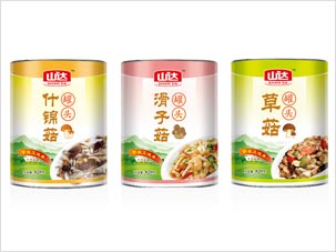 北京山達(dá)食品公司蘑菇罐頭包裝設(shè)計