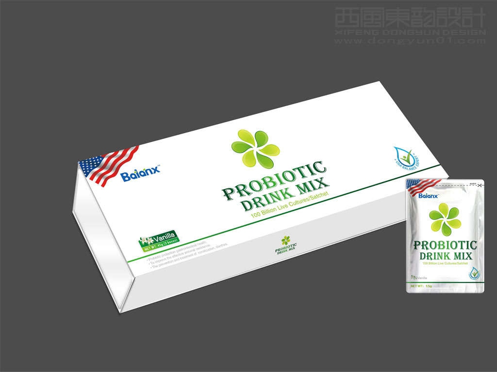 美國進(jìn)口PROBIOTIC DRINK MIX藥品包裝設(shè)計