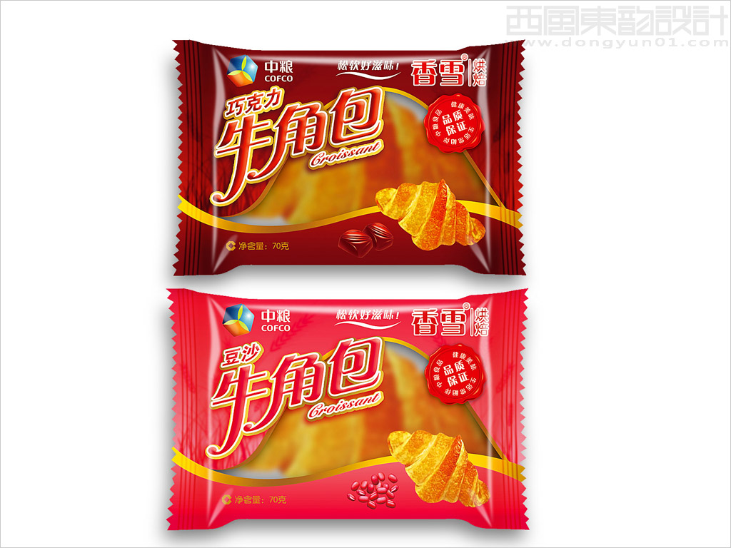 中糧香雪巧克力牛角包包裝設(shè)計、豆沙牛角包包裝設(shè)計