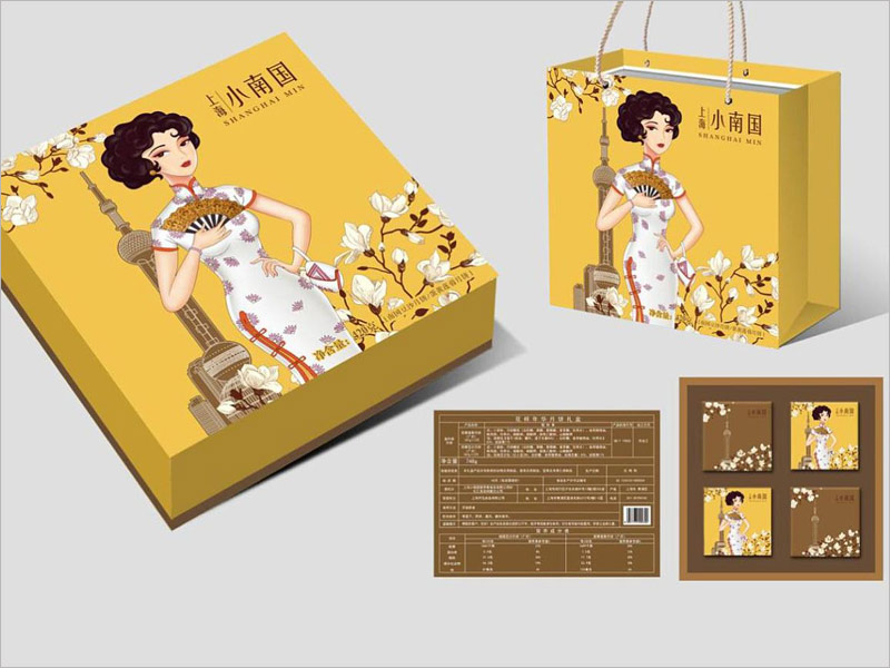 上海小南國月餅禮盒包裝設計，手繪老上海風，獨具特點