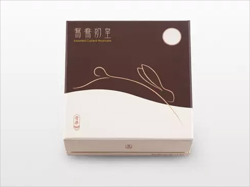 鴛鴦奶皇月餅包裝設計，寥寥數筆，簡潔傳神。