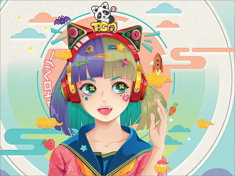 多彩的超現(xiàn)實(shí)主義動漫女孩插畫設(shè)計