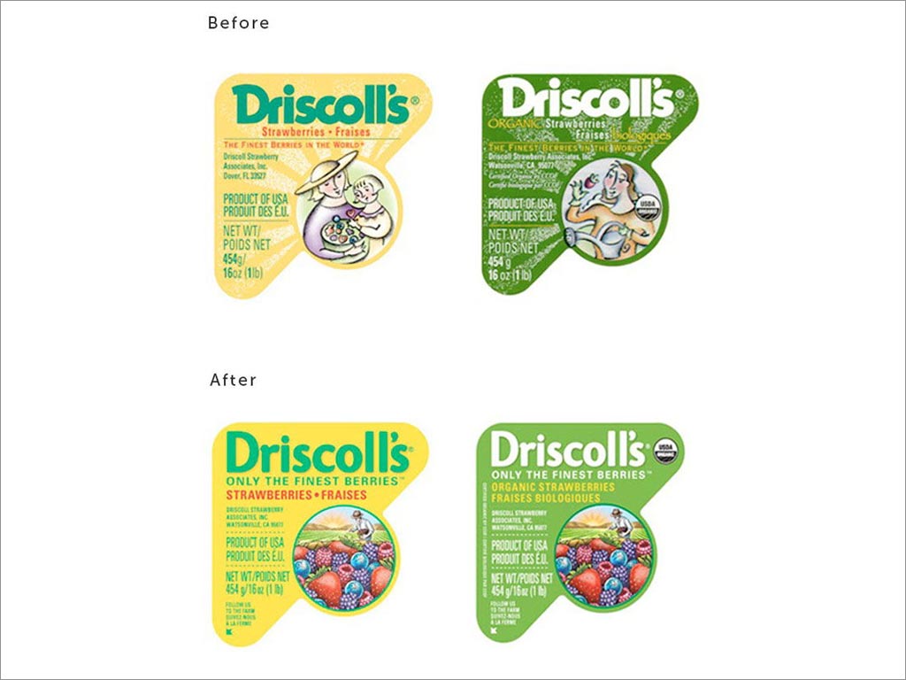 Driscoll's水果重新包裝設(shè)計(jì)新舊標(biāo)簽包裝設(shè)計(jì)對比