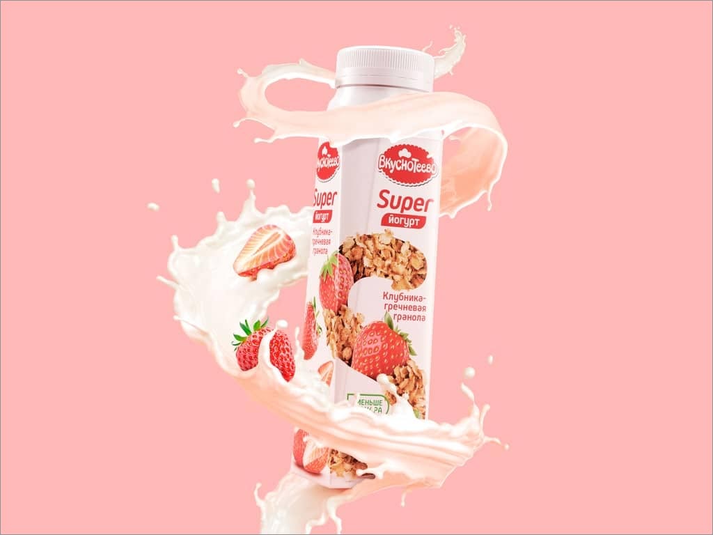 俄羅斯Вкуснотеево水果酸奶包裝設(shè)計之展示效果