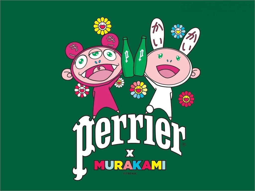 法國Perrier與日本藝術(shù)家村上隆合作蘇打水logo設(shè)計
