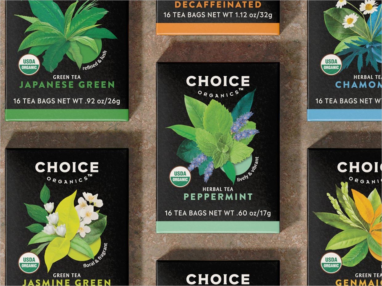 美國Choice Organics Teas有機(jī)茶葉飲料包裝設(shè)計集合圖